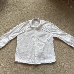 Zara Women’s White Button-Up Shirt with Black Thread Trim